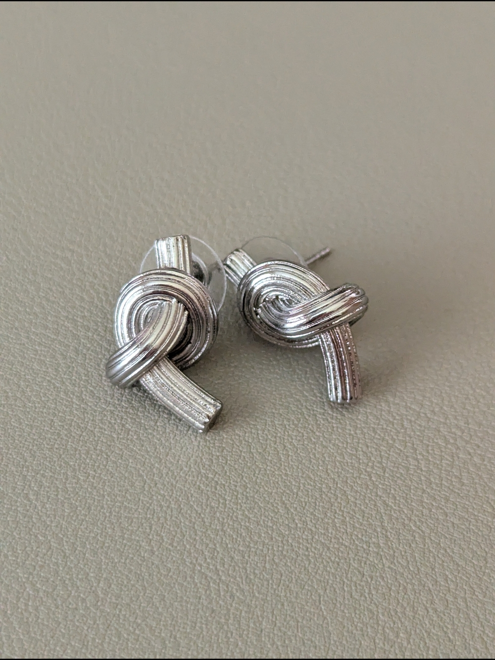 Silver Knot Rope Stud Earrings